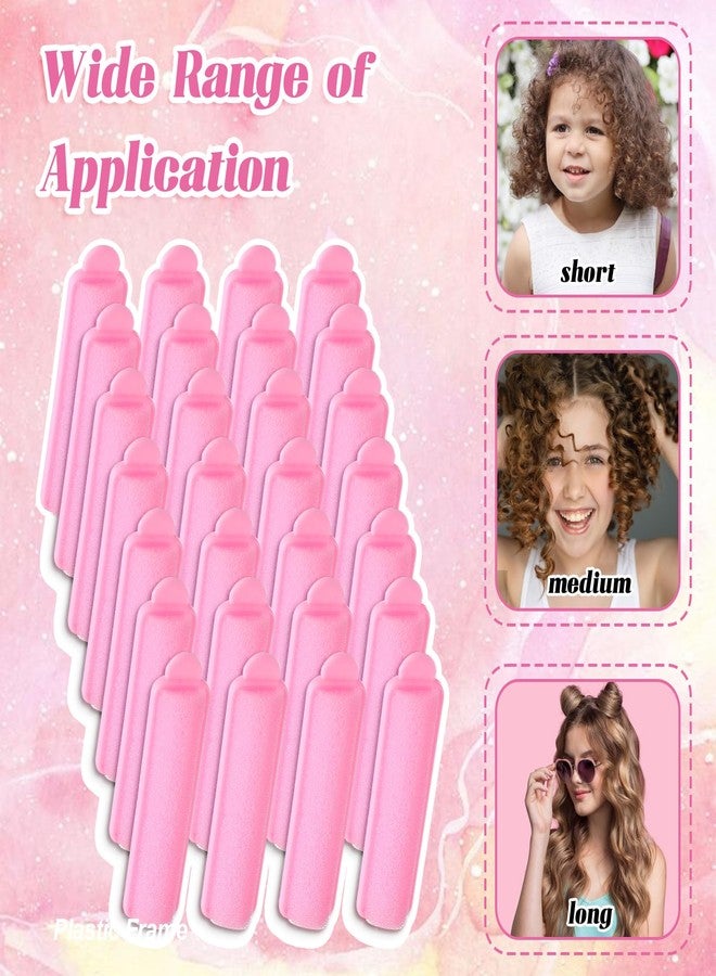 oruola بكرات شعر إسفنجية من أورولا، 28 قطعة، للنساء، بكرات شعر إسفنجية مقاس 2.67 بوصة، بكرات إسفنجية وردية اللون بدون حرارة لتصفيف الشعر الطويل والقصير، للسيدات والأطفال - Image 4